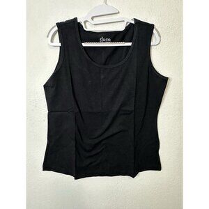 Denim & Co Black Cotton Stretch Knit Tank Size Medium